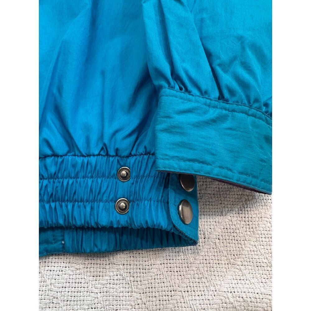 Unex Vintage 90s Windbreaker Jacket Size Medium Teal Green Shoulder Pads - Picture 8 of 9